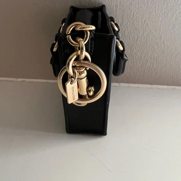 Coach Dark Brown Mini Bag Charm/key chain/iPod case with Gold Accents - Picture 3 of 4